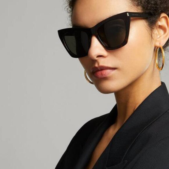 Saint Laurent SL 214 KATE THIN 001 Cat Eye Sunglasses - Black/Grey main image 10